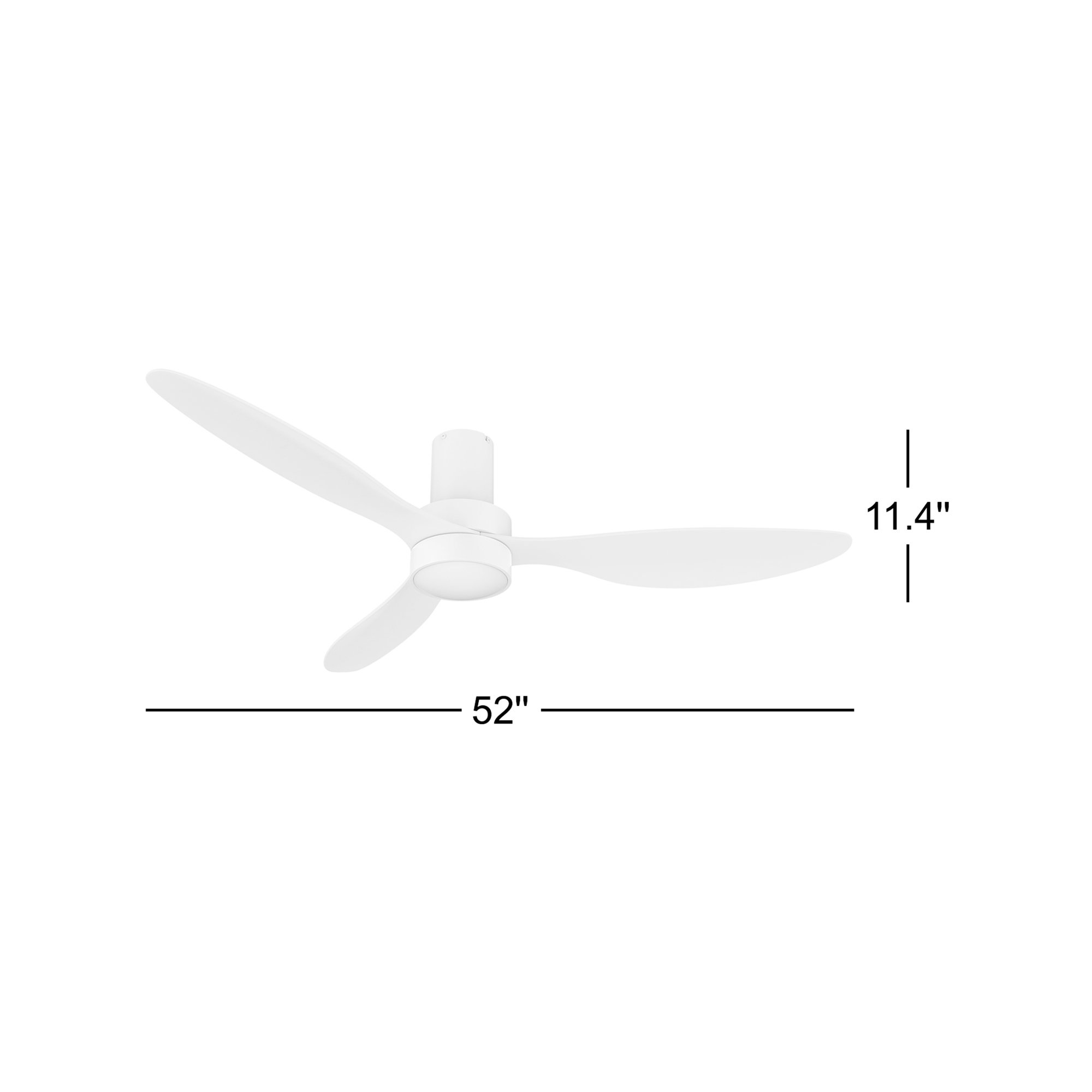 52'' 3 Blade Ceiling Fan with LED Light Kit, Black