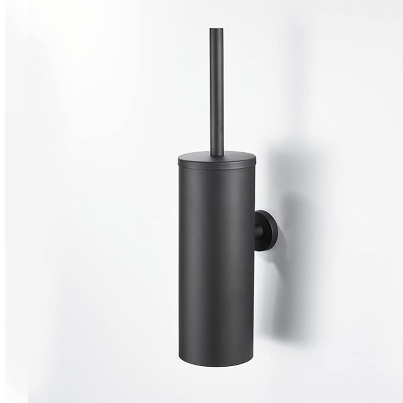 Matte Black Stainless Steel Wall-Mounted Toilet Brush and Holder