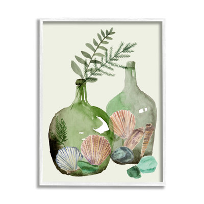 Feuillage de fougère dans des carafes en verre vert par Melissa Wang