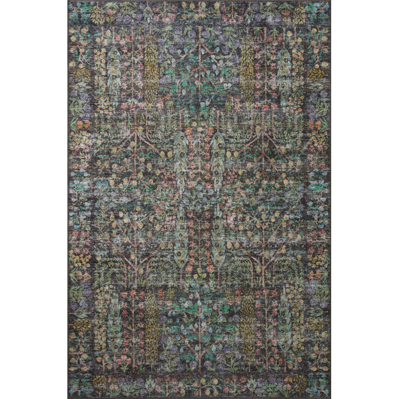 Rifle Paper Co. X Loloi Maison Grove Blue Area Rug, Round 3'
