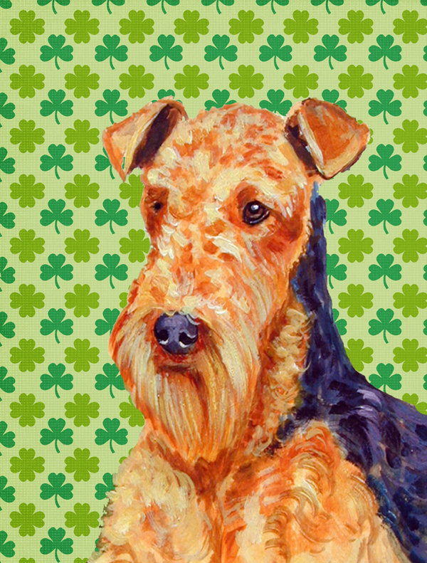 Drapeau de jardin à 2 côtés st. patrick day trèfle, Airedale (roux)
