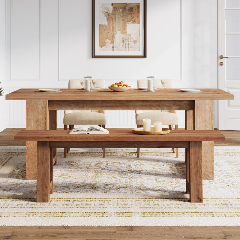 55" Solid Wood Dining Bench, Brown