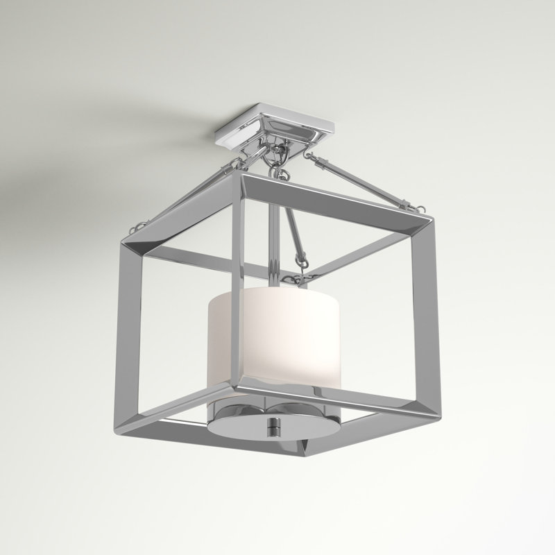 Averee Glass Semi Flush Mount, Chrome