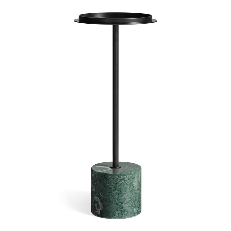 Chit Chat Marble Pedestal End Table, Putty, Green