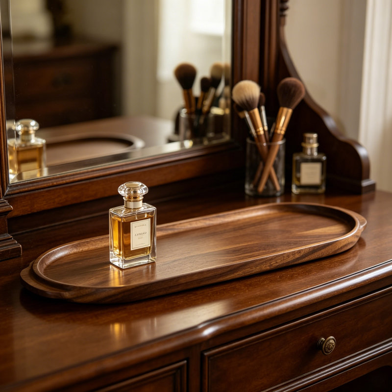 Frederiksberg Oval Acacia Wood Serving Tray, Large Charcuterie Board And Centerpiece Tray For Entertaining