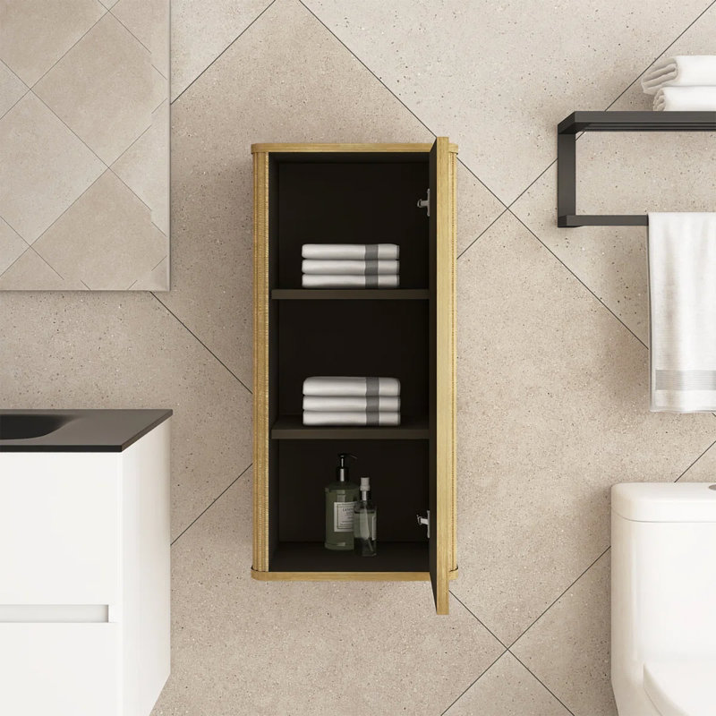 Natural Oak Bathroom Floating Side Cabinet
