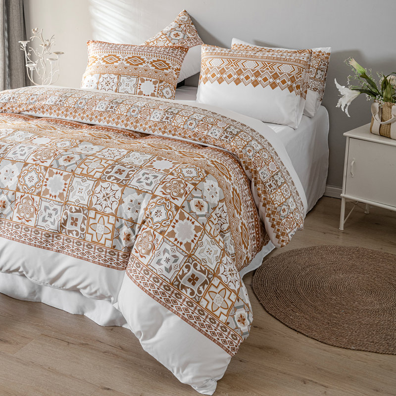 Geometric Shapes Duvet Cover, Queen Duvet Cover + 2 Standard Pillowcases