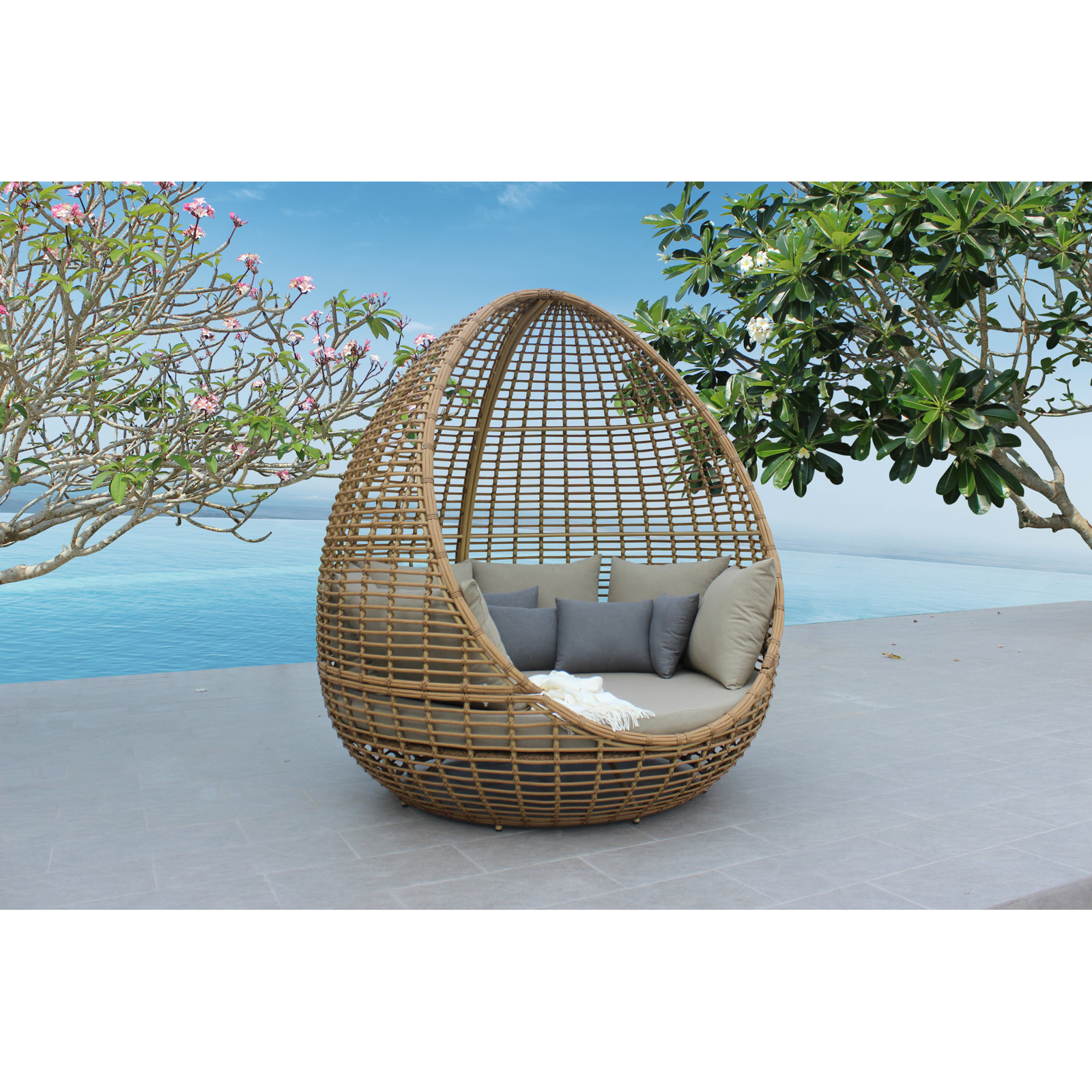 Zaire 69" Wide Outdoor Patio Daybed with Cushions