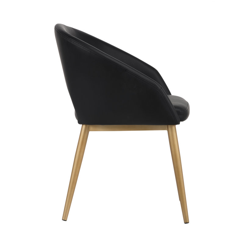 Urban Unity Barrel Chair, Onyx Faux Leather, Antique Brass