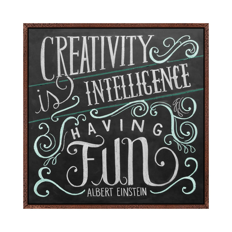 Creativity Is Intelligence Having Fun, Brown Framed Canvas, 66.04 cm H x 66.04 cm W