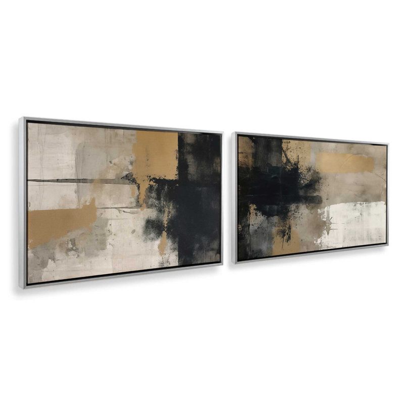 Chiaroscuro Blend Set of 2, Polished Chrome Floater Framed, 20.75" H x 61.5" W x 1.75" D