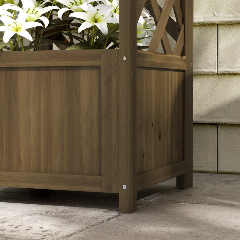 Lit de jardin surélevé en bois avec treillis Outsunny