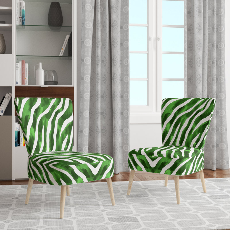 Chaise d'appoint rembourrée Zebra, Vert/blanc
