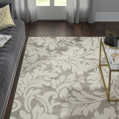 Ammundsen Floral Dark Gray/Beige Area Rug