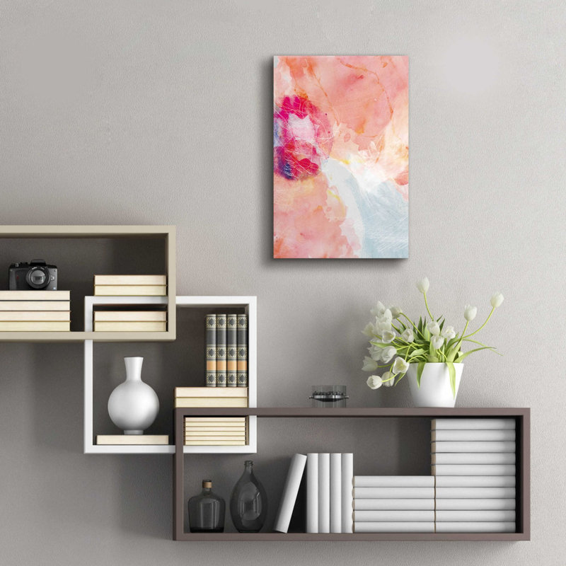 «Abstract Turquoise Pink No. 2» par Louis Duncan-He, art mural en verre acrylique, H 24 po x l 16 po x P 0,2 po