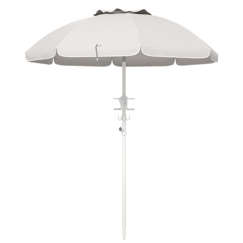 Parasol de plage portatif Outsunny, Blanc, crème