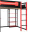 Lit mezzanine double avec bureau éclairé, tablettes de rangement et prise de courant-1067987800