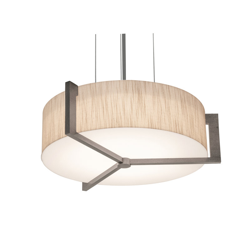 Luminaire suspendu 1 lumière avec accents, Jute, H 4,25 po x l 14,25 po x P 14,25 po, Gris