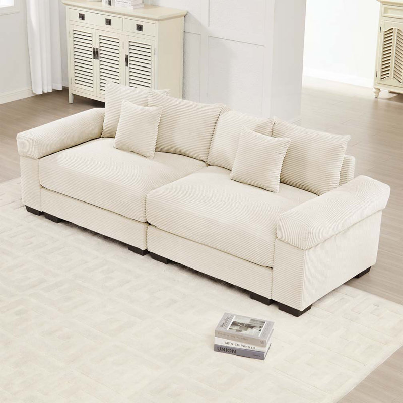Canapé modulaire surdimensionné Cloud, Beige, H 34,2 po x l 82,6 po x P 33,8 po, 2
