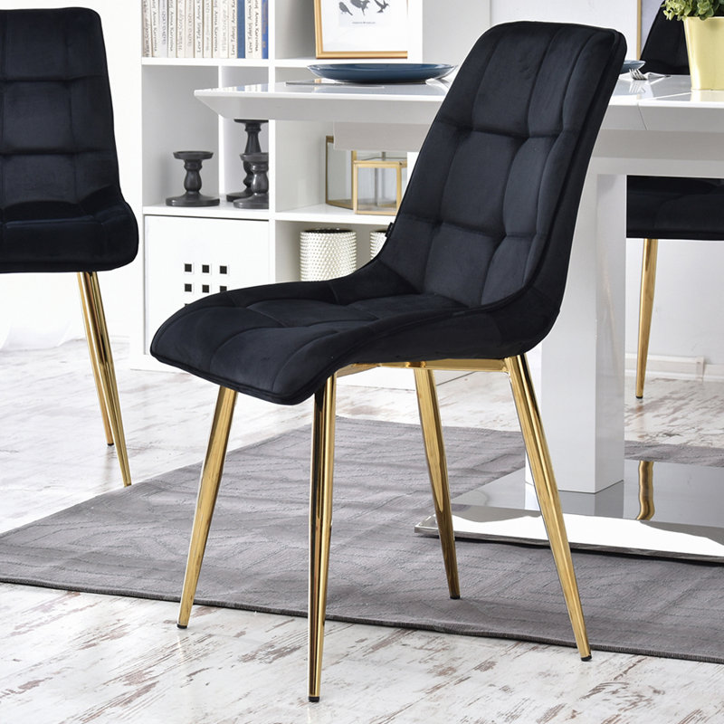 Alantae 121.9 cm H Tufted Side Chair, Black, Golden
