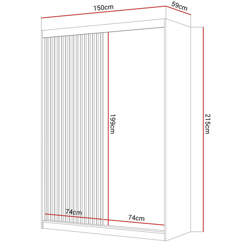 Nobuyasu 2 Door Manufactured Wood Wardrobe, Black