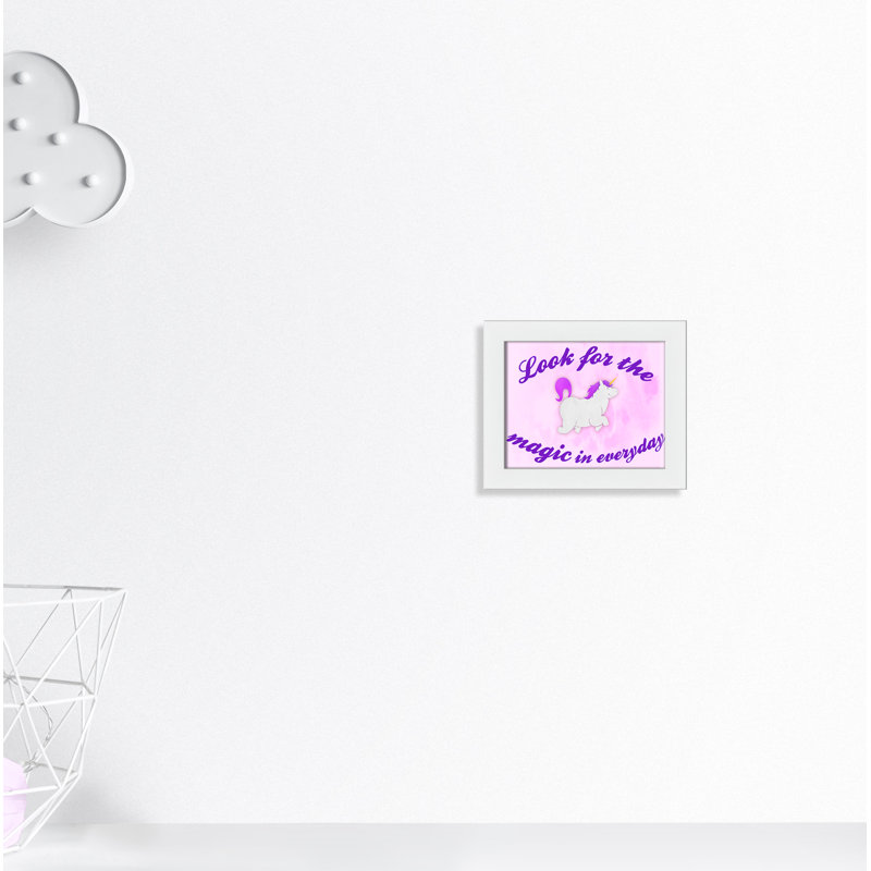 Décoration murale licorne magique pour enfants, H 8 po x l 10 po x P 0,63 po, Cadre blanc