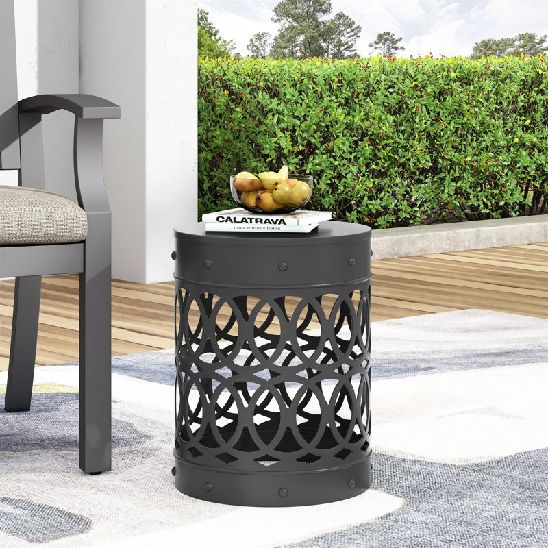 Table de bout cylindrique d'extérieur Asbel, Noir, 1
