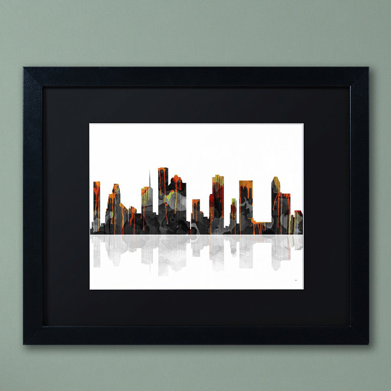 « houston texas horizon », impression encadrée sur toile, H 16 po x l 20 po x P 0,5 po, Noir