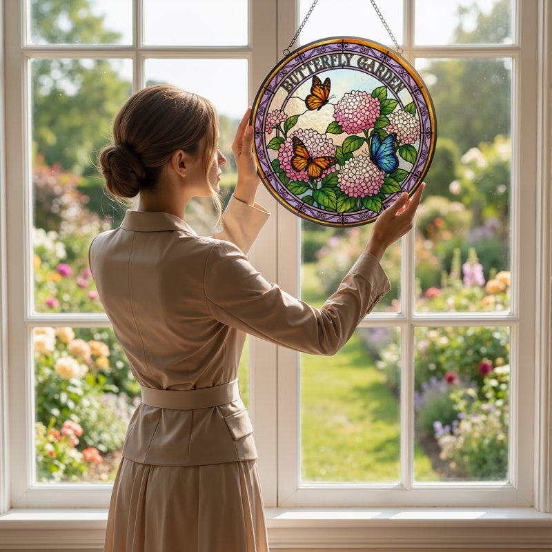 Vitrail de jardin en verre coloré 12 "H,  H 12 po x l 12 po 