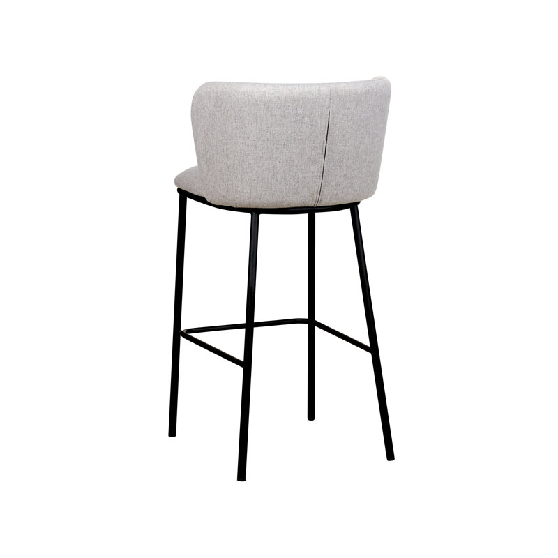 Mina Upholstered Counter Stool with Metal Frame, Grey
