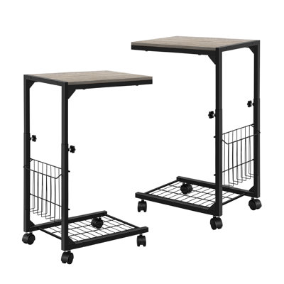 Adjustable Gray Lift - up C - Table: Mobile & Organized