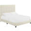 Lit plateforme contemporain beige avec pieds pleins et rails latéraux rembourrés pour le rembourrage en mousse de la chambre principale