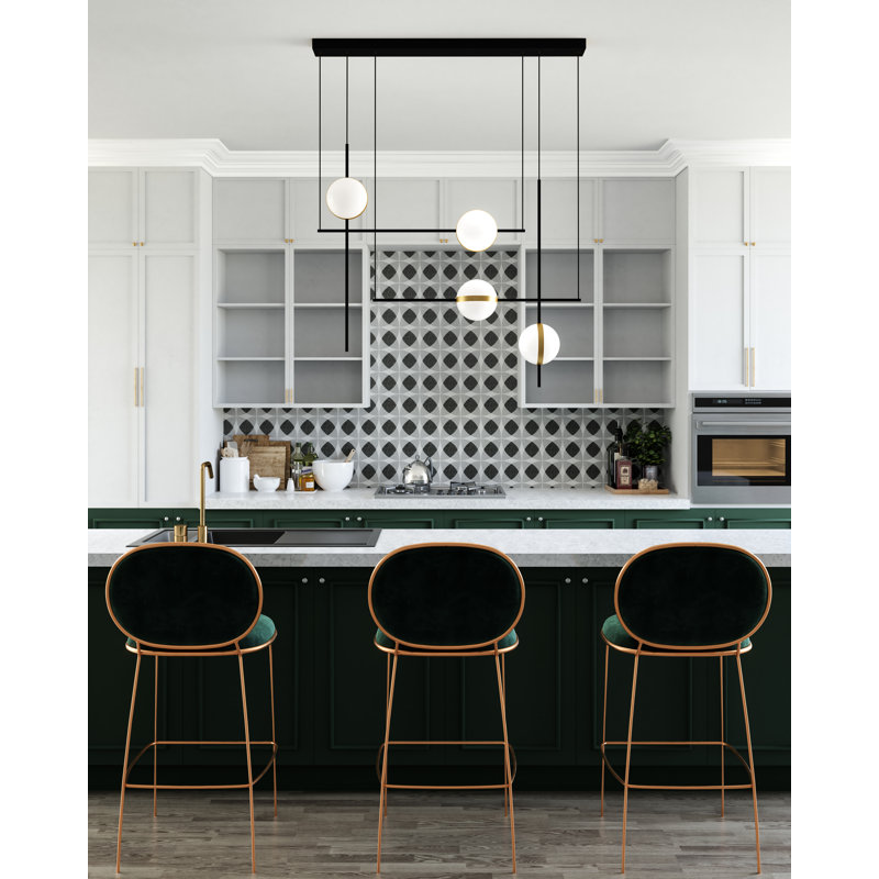 Tagliato 4 - Light Matte Black/Brushed Gold LED Kitchen Island Pendant