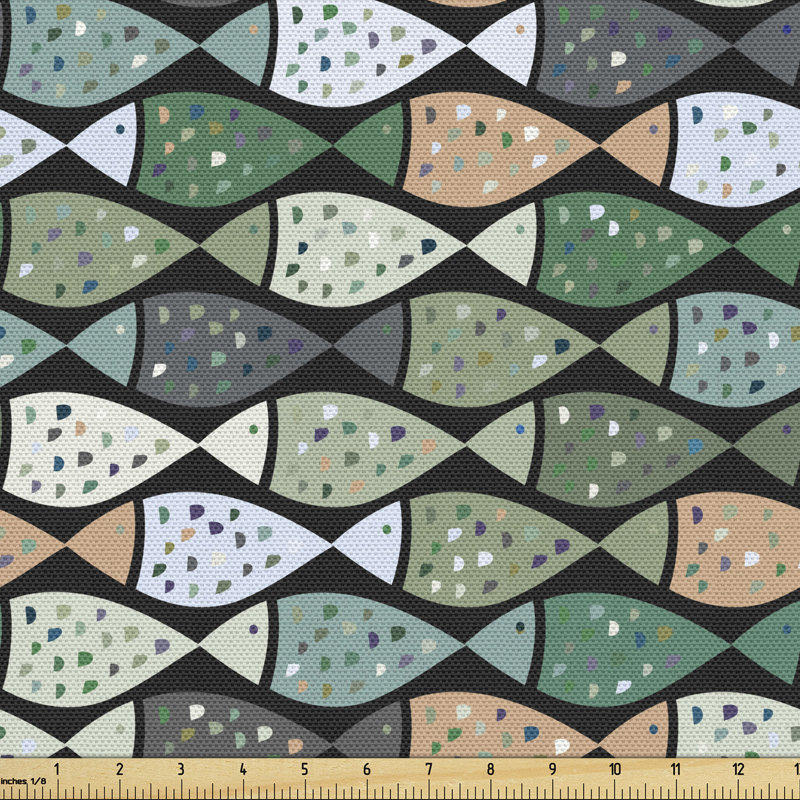 Villegas Fish with Colourful Splatters Sea Element Fabric