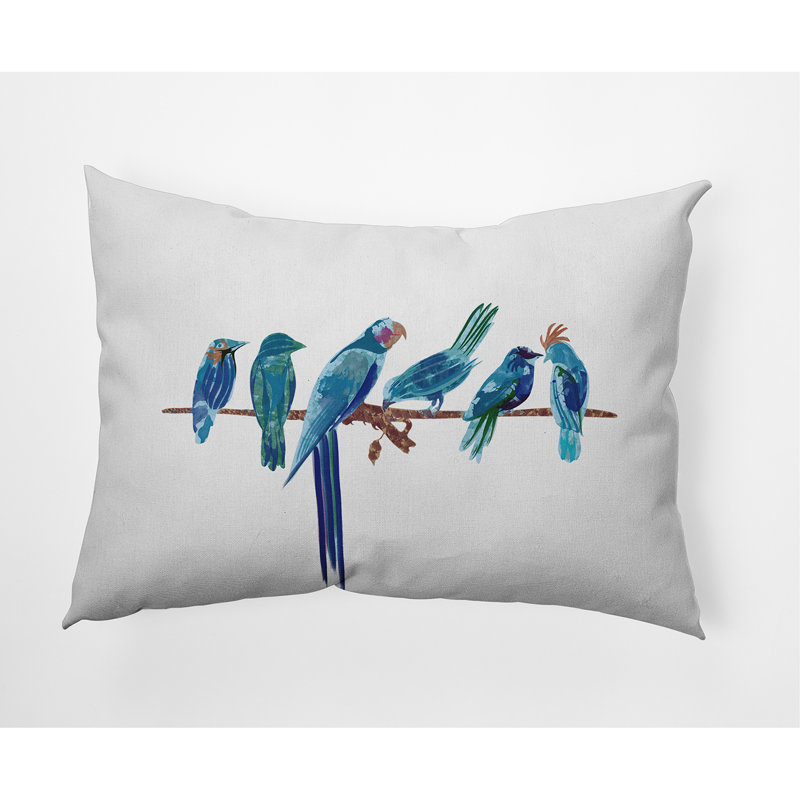  Morning Birds Outdoor Rectangular Pillow Cover & Insert, Royal Blue