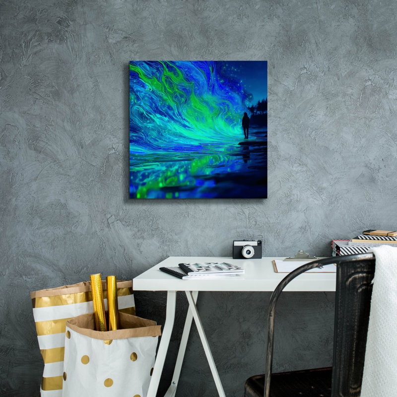  «Waves Beyond Reality» par Ann Klee, art mural sur toile, H 18 po x l 18 po