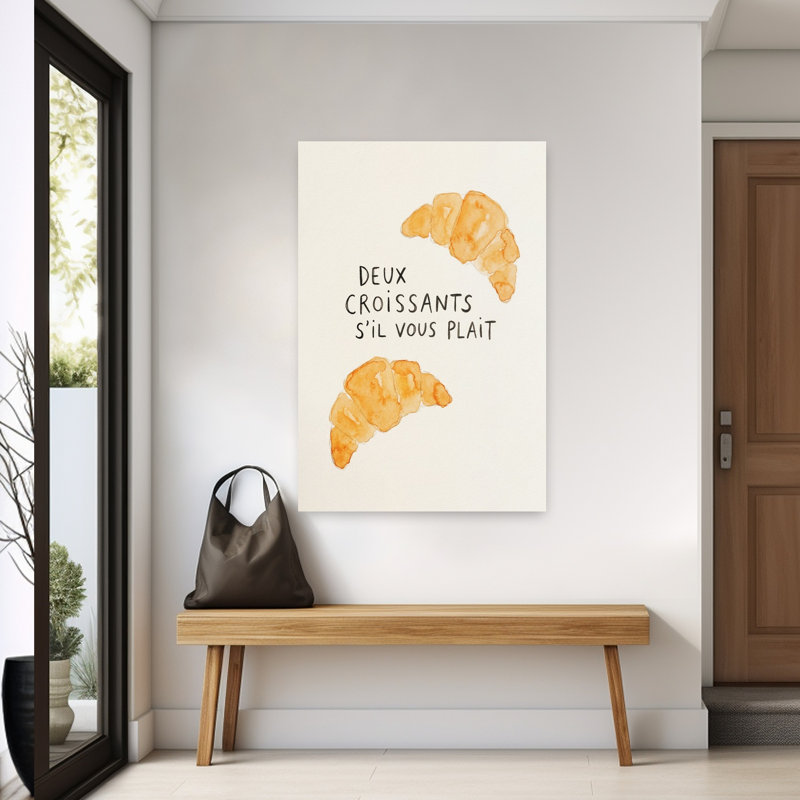 Deux croissants, art mural, H 60 po x l 40 po