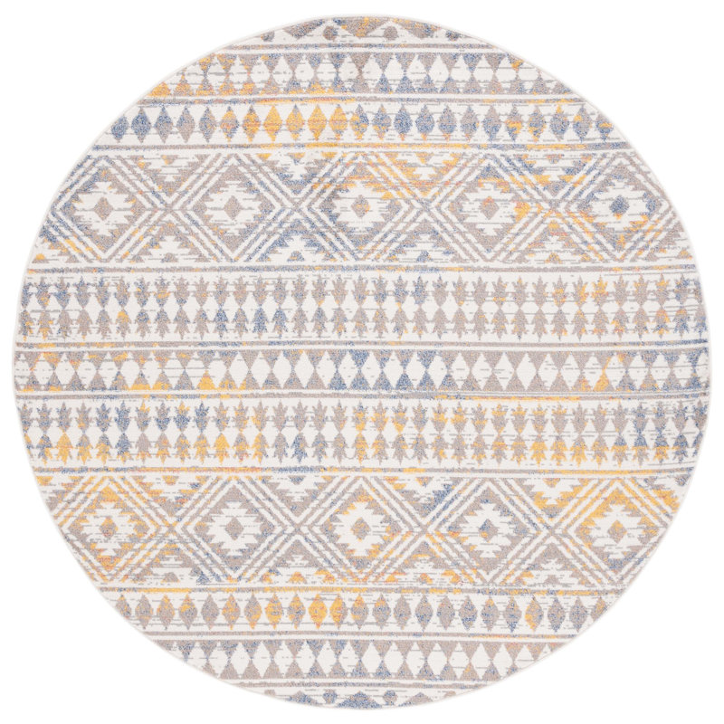 Tapis à motif géométrique Fawcette Performance, Rond 6 pi 7 po