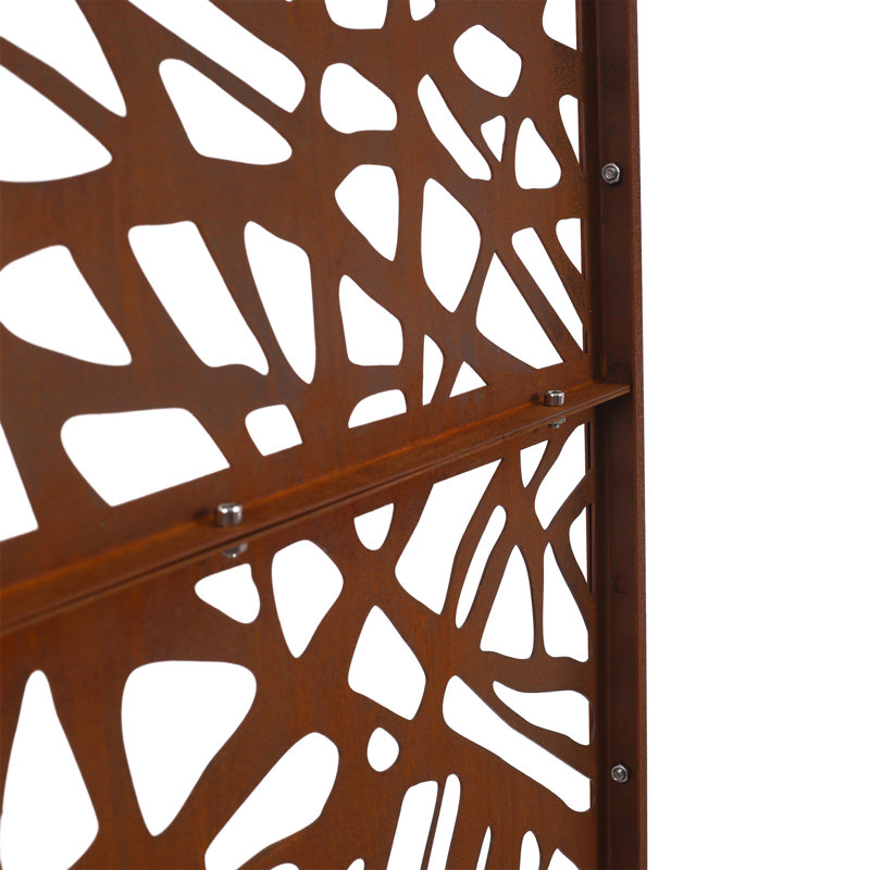 Outdoor & Indoor Privacy Screen Metal Privacy Screen 76" H×48" W, Rust Red