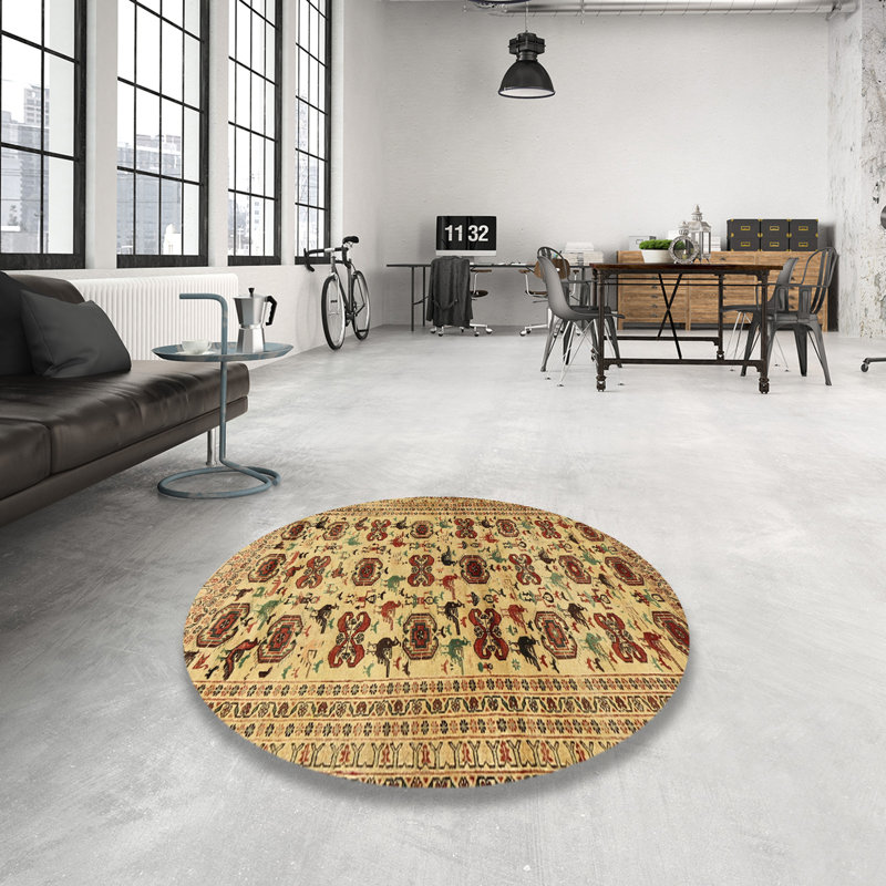 Tapis beige Southwestern, Rond 4 pi