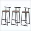 Ensemble de 3 tabourets de bar à hauteur de comptoir avec dossier et chaises sans accoudoirs pour îlot de cuisine-85800064