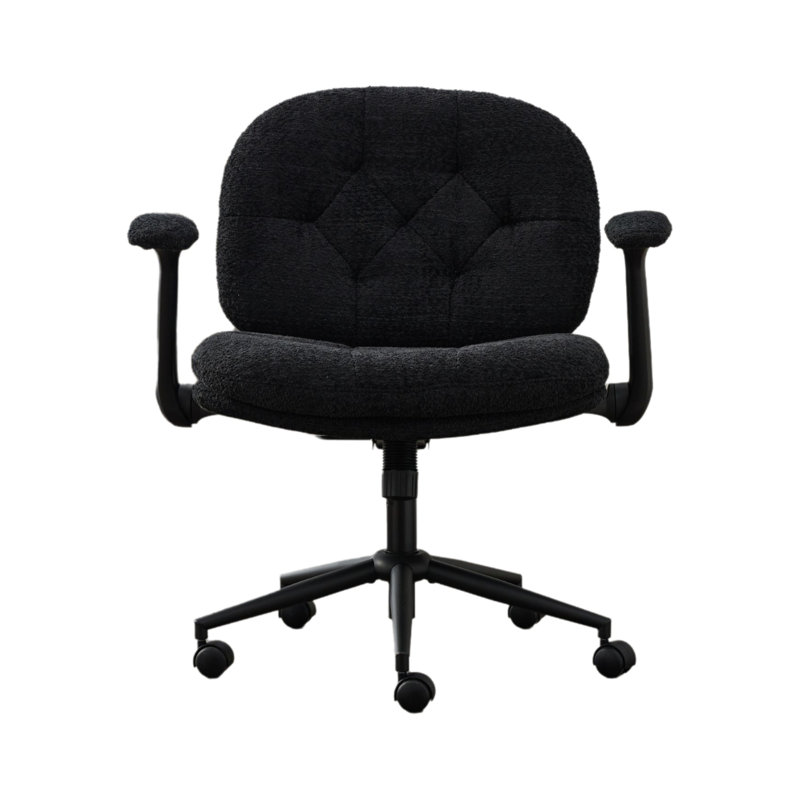 Cross-Leg Chair With Flip-Up Armrests, Casters, And Swivel Base Wide-Seat Swivel Chair With Adjustable Height Adjustable Makeup Chair Suitable For Home And Office Use Black