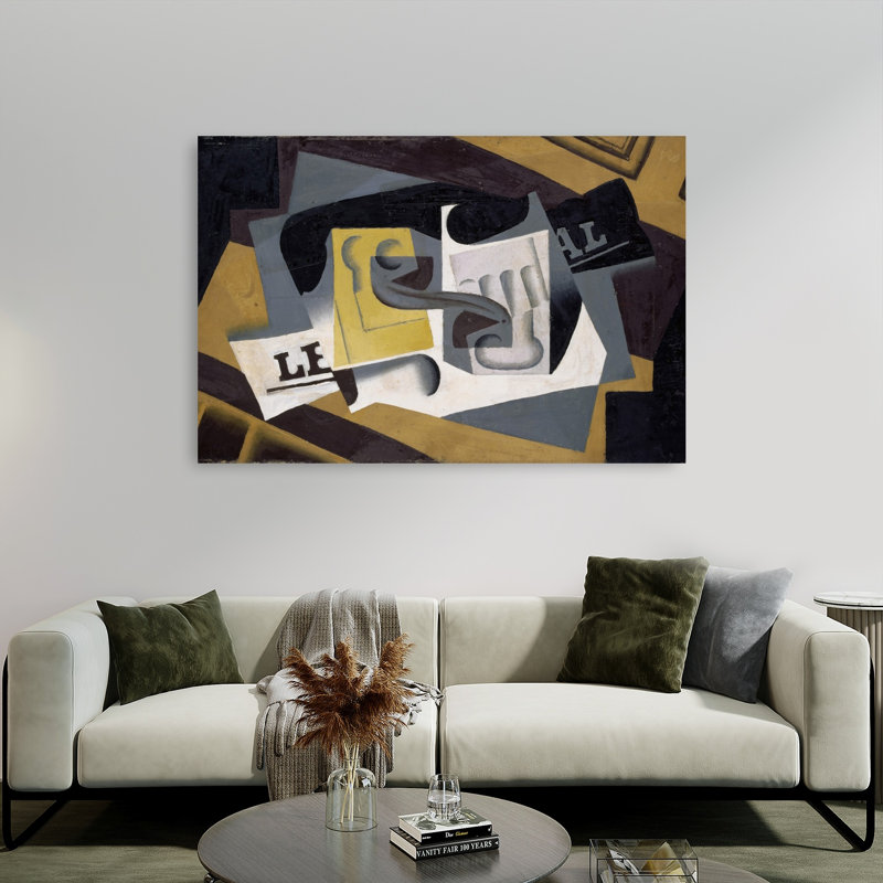 And Newspaper, 1917 Abstract Contemporary Wall Art Print by Juan Gris - Wrapped Canvas Print, 101.6cm H x 152.4cm W
