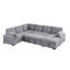 Canapé modulaire en chenille gris à dossier mi-ferme, en L, avec méridienne coulissante et rangement, deux coussins pour une assise confortable, profondeur 33,55 po, largeur 118,42 po, profondeur 33,85 po-1931514708-1931514714