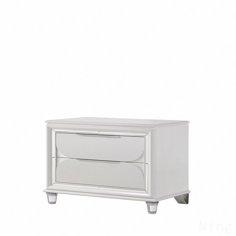 Table de chevet finition perle blanche