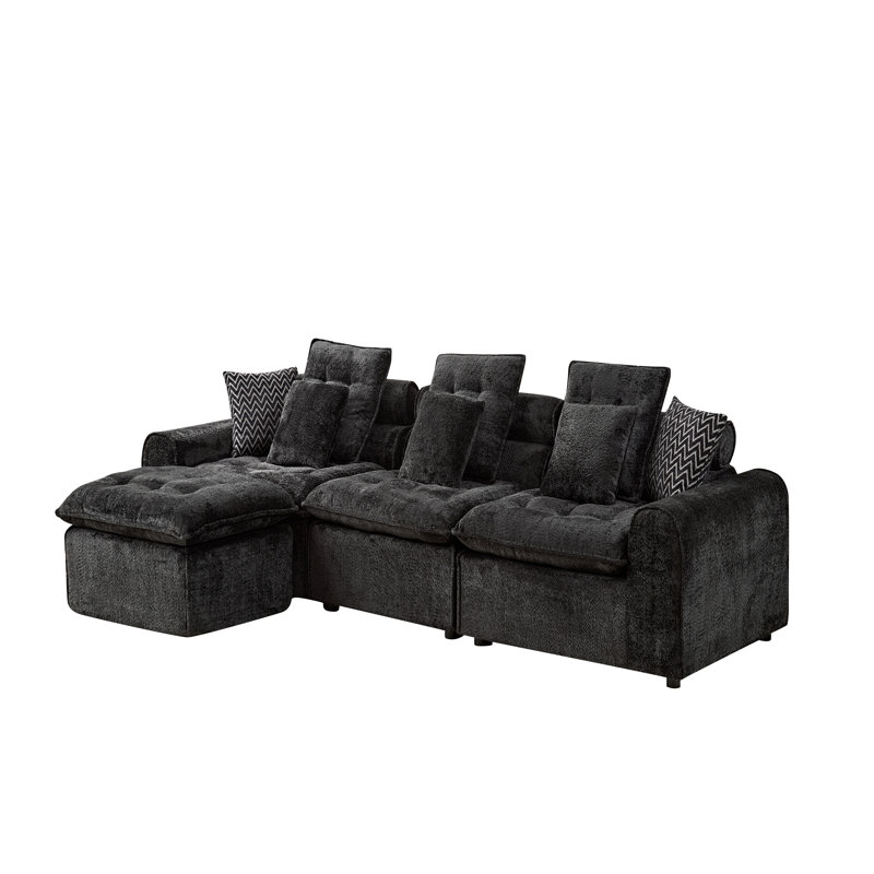 Canapé modulaire moelleux en laine d'agneau de 129,8 po, canapé d'angle surdimensionné en forme de L surdimensionné, grand canapé moelleux et moelleux avec coussins décoratifs pour le salon