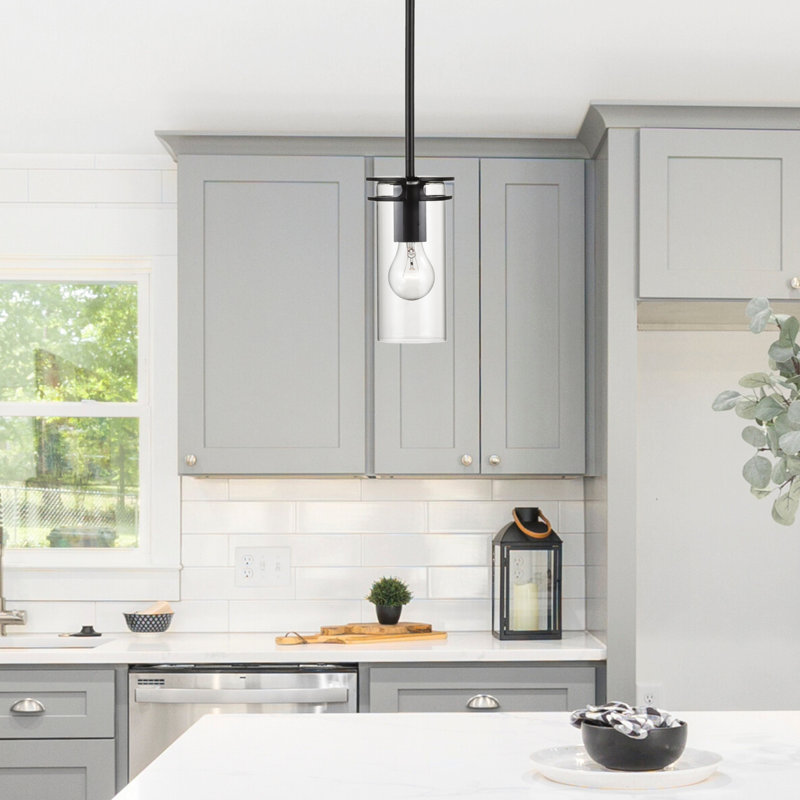 Luminaire suspendu transitionnel 1 lumière Devonshire, Noir mat