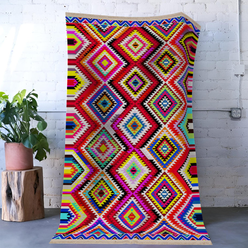 Tapis intérieur / extérieur rectangulaire Klarita, Rectangle 4 pi 7 po x 6 pi 7 po