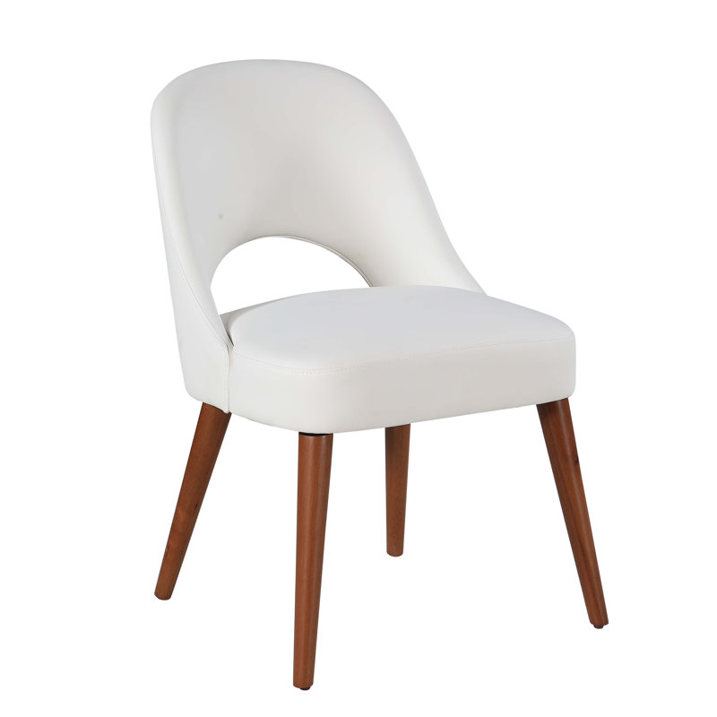 Chaise d'appoint à dossier ouvert Avaline avec pieds en bois massif