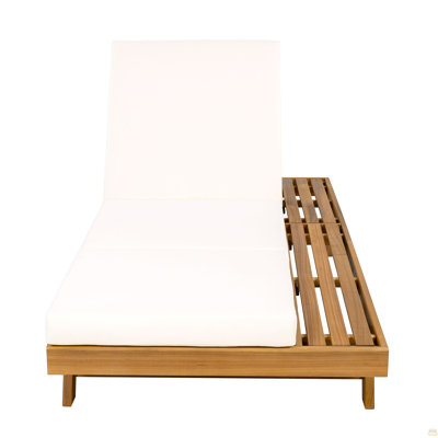 Lounge Chaise Set, Space Available On One Side,Acacia Solid Wood With Lounge Cushion